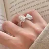 Anillo de plata de ley 925 estilo coreano con cuentas redondas y lazo, estilo libro rojo simple, anillo abierto de moda Fan Zhiqiao