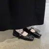 Bailarina Deportiva Cómoda Antideslizante Moño Piel de Oveja Mary Jane 2026 Otoño Tacón Bajo Punta Cuadrada Piel Genuina Hebilla Zapatos Individuales