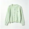 Cárdigan de punto suave y dulce estilo coreano para mujer, nueva colección de otoño, decorado con rosas en forma de corazón y flores pequeñas, chaqueta suéter