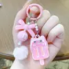 Pingente Chaveiro Mini Porquinho Sorvete de Acrílico para Mulheres e Casais, Decoração Fofa para Bolsa Macia, Atacado de Presentes