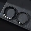 Pulsera Magnética Popular Transfronteriza de Ebay Combinación de Piedra Negra, Piedra Mapa y Piedra Mate Pulsera de Abalorios Apilados Hecha a Mano Venta al por Mayor