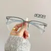 Óculos Planos Retro com Armação Preta e Textura de Madeira para Rostos Grandes, Efeito Emagrecedor Sem Maquiagem, Óculos Planos Anti-Luz Azul para Homens Sem Grau