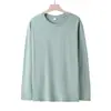 T-shirt de manga comprida homens de cor sólida penteada algodão crew neck bottoming shirt primavera e outono tamanho grande T-shirt suéter fino fabricantes atacado