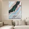 Pintura decorativa abstracta pintada a mano en bloques de color de lujo ligero con líneas, modelo de sala de arte para colgar, original de diseñador para sala de estar, porche