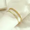 Pulseira Reta de Aço Inoxidável Banhada a Ouro 14K Europeia e Americana Transfronteiriça Camada Dupla Cobra Cubana Peça Dupla Hip Hop Fashionável Pulseira de Casal