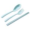 Conjunto de colheres e pauzinhos, palha de trigo, utensílios de mesa para adultos, conjunto de três peças, garfo, estudante, estilo coreano, infantil, caixa portátil fofa