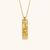 Collar Colgante de Constelación de Marca Cuadrada Transfronterizo Europeo y Americano Acero Inoxidable Chapado en Oro de 18 Quilates Temperamento Nicho Explosiones Geométricas Colgante para Mujer