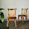 Silla de Comedor Nórdica de Madera Maciza y Ratán para Restaurante, Hogar, Apartamento Pequeño, Silla para Mesa de Comedor Retro Minimalista Moderna para Casa de Huéspedes, Hotel con Respaldo