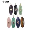 Wt-P2073 Oval Geométrico Redondo de Textura Lisa Lápiz Lazuli Ojo de Tigre Piedra Zirconia de Colores Piedra Incrustada Colgante