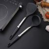 Juego de espátula de acero inoxidable 304 para cocina, espátula de silicona para el hogar, cuchara para sopa, salteado, utensilios de cocina de silicona