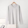 2025 Nueva Camiseta de Algodón Puro de Manga Larga para Mujer Otoño e Invierno Color Sólido Aspecto Adelgazante Top Holgado Interior Camiseta Base para Mujer