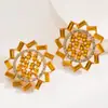 Brincos Redondos Geométricos Exagerados Estilosos Europeus e Americanos com Diamantes, Brincos de Bola Clássicos Versáteis da Moda e Tendência e Brincos