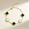 Pulsera de Acero de Titanio de 13 mm con Diseño de Trébol de Cuatro Hojas, de Lado Único y Doble Cara, Moda de Alta Gama, Calidad Premium, Lujo Ligero