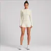 Conjunto fitness transfronteiriço para mulheres, com absorção de suor, respirável, secagem rápida, jaqueta de yoga, conjunto para esportes ao ar livre, corrida, Pilates, yoga
