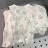Pijama de Flores Dulce y Lindo Mikko para Mujer, Conjunto de Dos Piezas con Pantalón de Manga Larga para Primavera y Otoño, Ropa de Casa de Dibujos Animados para Estudiantes