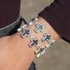 Nuevo Pulsera con Cruz de Plata de Ley S925 Incrustada con Diamantes y Moissanita de Color Totalmente Pavimentada Marca Trendy Transfronteriza Accesorios Comercio Exterior Comercio Electrónico