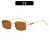 Moda Europea y Americana Nuevas Gafas de Sol Cuadradas de Metal, Elegantes y Versátiles, Gafas de Sol Unisex de Moda Callejera, Gafas de Leopardo