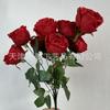 Ramo Artificial Producto Terminado con 9 Cabezas de Flores Rosa Real para Decoración de Pasillo de Boda, Arreglo de Pared y Decoración Floral para el Hogar