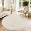 Alfombra de Sala de Estar Redonda Suave de Terciopelo de Algodón Fácil Cuidado Alfombra Personalizada Transfronteriza Jacquard de Pelo Alto-Bajo Antideslizante Alfombra de Dormitorio al Lado de la Cama