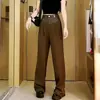 Pantalones Largos Casuales para Mujer 2026 Verano Gama Alta Bloques de Color Holgados Versátiles de Cintura Alta Rectos Grises de Pierna Ancha