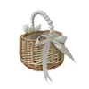 Cesta de Presente de Casamento de Vime, Cesta Impermeável Trançada de Floricultura para Flores Frescas e Secas, Cesta de Armazenamento Trançada de Rattan e Bambu, Transfronteiriça