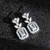 Nuevos Pendientes Cuadrados para Mujer Llenos de Diamantes, Pendientes Elegantes de Lujo Accesible, Pendientes de Circonita de Moda E005