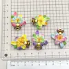 Grampo de Cabelo Colorido Brilhante com Formato de Abelha e Flor de Cinco Pétalas, Elástico de Cabelo, Presilha de Cabelo, Decoração, Case de Celular DIY, Acessórios de Resina, Materiais