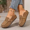 Zapatos planos de cuero mate retro transfronterizos nuevos para mujer, hebilla única, zapatos Birkenstock, estilo perezoso japonés, versátiles, talla grande, comercio exterior para mujer