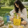 Bolso de mano perforado de EVA, bolsa de almuerzo portátil para picnic al aire libre, bolsa de playa para mujer, se puede decorar DIY en verano