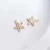 Série de Pequenos Pingentes de Zircônia Micro-Cravada Banhada a Ouro 14K com Preservação de Cor Vida Marinha Cauda de Peixe Abelha Borboleta Gato Pingente DIY