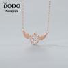 Colar estilo coreano feminino prata de lei s925 pingente de asa de anjo corrente clavícula para usar no pescoço temperamento estilo coreano colar coração batendo