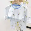 Roupa de Casa Infantil Antibacteriana Sem Costura Lycra Algodão Roupa Térmica Pijama Meninos e Meninas Roupa de Casa Conjunto de Roupa Íntima Infantil Pequeno e Médio