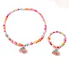 Set de Joyería de Sirena Estilo Europeo y Americano Transfronterizo, Collar de Cuentas Acrílicas de Sirena Colorido, Pulsera, Set de Joyería para Niñas