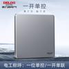 Panel de enchufes de pared Delixi tipo 86 290 gris para aire acondicionado de pared, abierto, doble control, cinco orificios, para uso doméstico, ultrafino