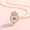 Collar de corona elegante de plata esterlina con corazón palpitante, luz de lujo, nicho, moissanita a juego, moderno y sencillo, regalo para clavícula para mujer.