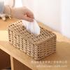 Caja de pañuelos tejida a mano de imitación ratán para el hogar, sala de estar, caja de toallas de papel para coche, caja de servilletas, caja de pañuelos para mesa de café