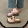 Pantuflas con lazo y suela gruesa para mujer, estilo francés Mary Jane, primavera y verano 2025