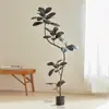 Árbol de Goma Black Diamond Planta Verde Artificial Decoración de Sala de Estar de Lujo de Gama Alta Planta Falsa Biónica Grande de Pie Estilo Wabi-Sabi