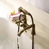 Grifo de bañera antiguo con ducha de teléfono de mano, juego para sentarse, doble manija, ducha simple de cerámica