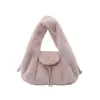 Bolso de mujer elegante de alta gama 2026 nuevo de moda versátil de felpa de mano de un solo hombro moda retro bolso cubo