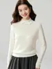 Nuevo suéter de cachemir 100% puro con cuello polo para otoño e invierno para mujer, versátil y rejuvenecedor, top de punto pullover, capa base de color liso