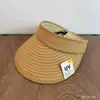 Sombrero de Paja Plegable Rayado Vacío Superior con Popote Sombrero Protector Solar para Mujer Ala Ancha Mostrando la Cara Pequeño Sombrero de Sol de Playa Estilo Coreano