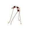 Horquilla de pelo con borla de perlas super de hadas en forma de U, sentido de la marea nacional, horquilla de pelo en forma de abanico, horquillas para el cabello para mujer, estilo antiguo, tocado Hanfu, accesorios para el cabello