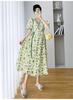 [Personalizado] Vestido de Maternidade Estilo Coreano com Decote em V, Vestido de Verão Fresco e Leve de Comprimento Médio com Alças de Amarração, Adequado para Usar Fora, Emagrecimento e Adequado para o Trabalho