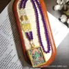 Thangka gabu estilo Xizang madre verde zakiram vida pasada presente amatista nueve púrpura fuego collar cadena de suéter