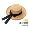 Sombrero de Paja Plano con Borde de Lazo para Mujer, Verano, Playa, Vacaciones, Estilo Japonés, Hawaiano, Sombrero Tejido para Proteger del Sol