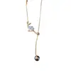 Colar de Borla com Peixe Dourado Desenho Animado Fofo Simples de Moda de Nicho, Gargantilha Versátil de Luxo Leve Personalizada para o Dia a Dia