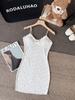Estilo Pequeño Fresco Sexy Deseo Puro Talla Grande Camisón con Abertura de Flores Dulce Tentación Sencillo Explosivo Vestido sin Espalda para Mujer