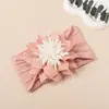 Nuevos Accesorios para el Cabello Europeos y Americanos para Niños Banda para la Cabeza de Flor de Jacquard de Nylon para Bebé Banda para la Cabeza de Girasol de Color Contrastante para la Fontanela de Bebé