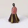 Pingente de Borla Pequena de Fio de Algodão Enrolado à Mão Estilo Xizang, Material para Pulseira DIY Feito à Mão, Ornamento de Borla Curta com Tampa Rosqueada